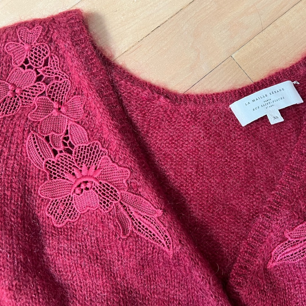 Deep red wrap sweater
